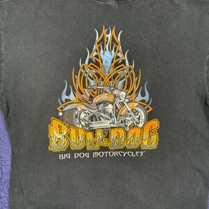 Big Dog‎ Motorcycles Bulldog Flame Graphic T Shirt Men's Black Motorcycle Tee